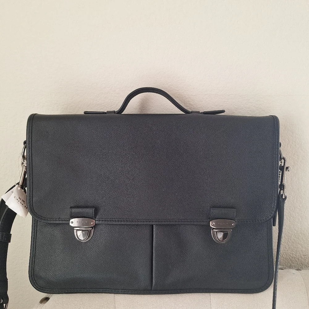 New NWT Coach Men's Leather Briefcase Bag OUT PRINT